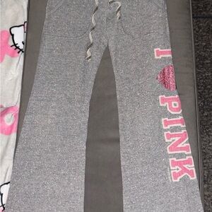 Pink Womens Glitter Sweatpants